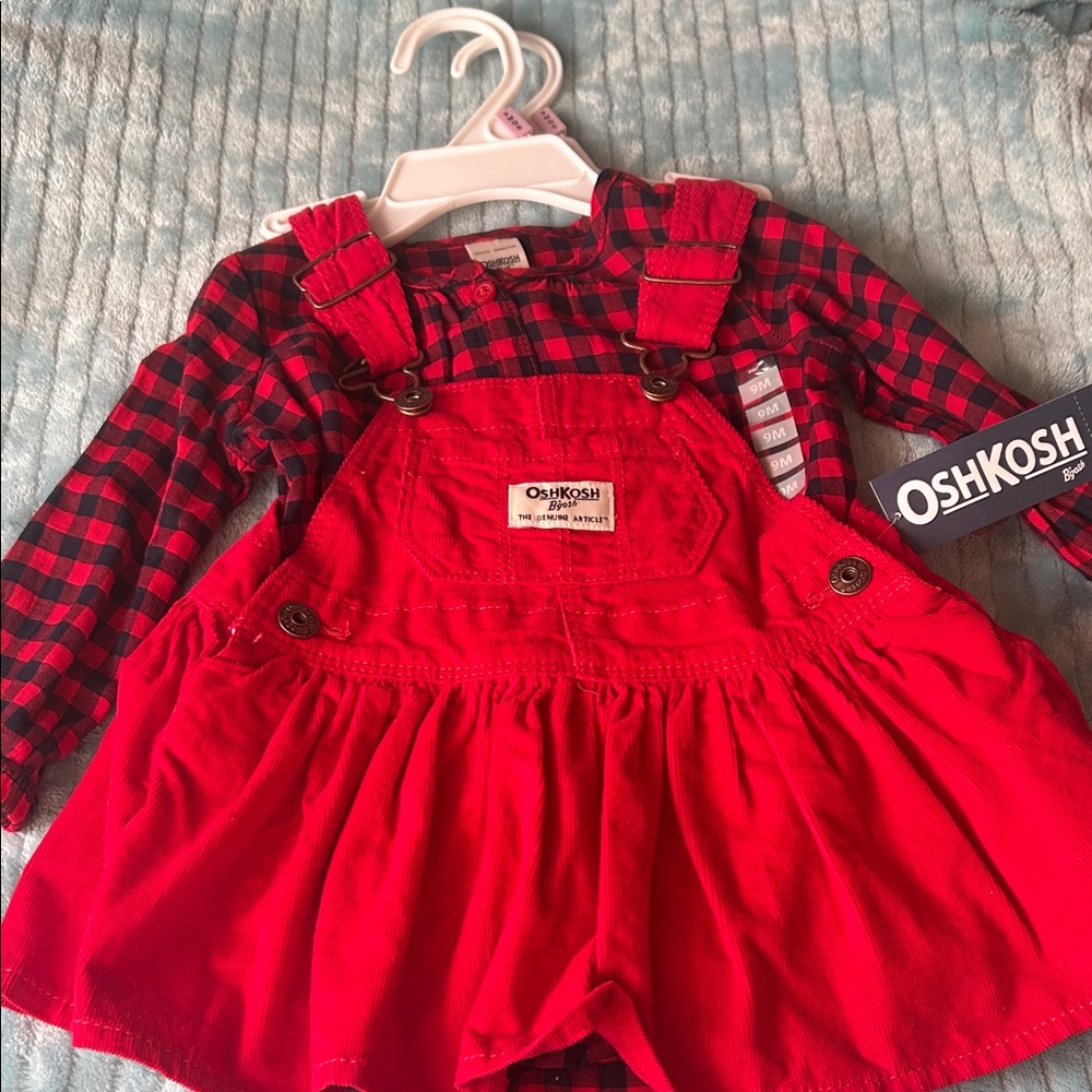 OshKosh B'gosh Red Plaid Kids Overalls